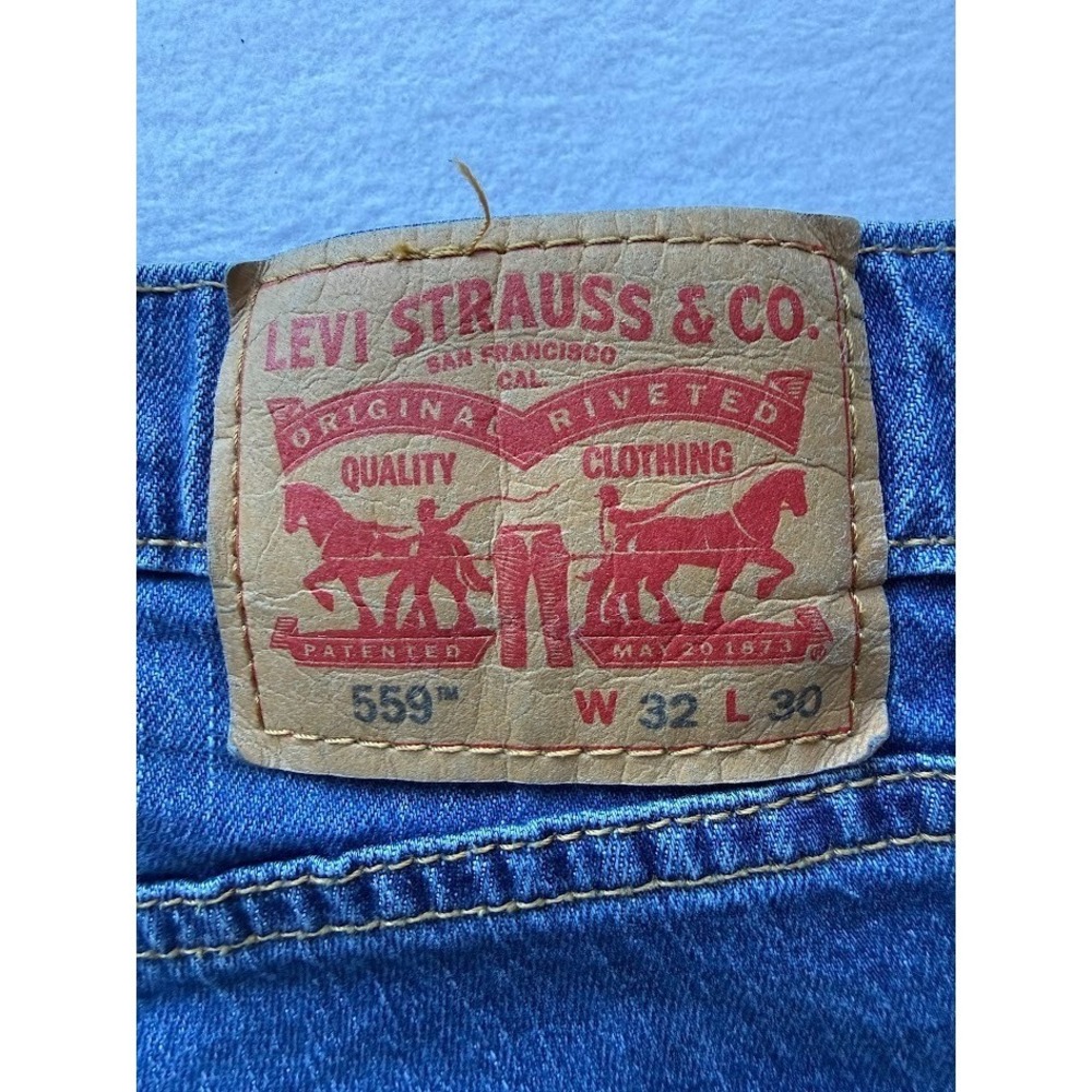 Levi's 559 Jeans Men 32X30 Blue Demin Relaxed‎ Fit Straight Leg Cowboy - Picture 14 of 15